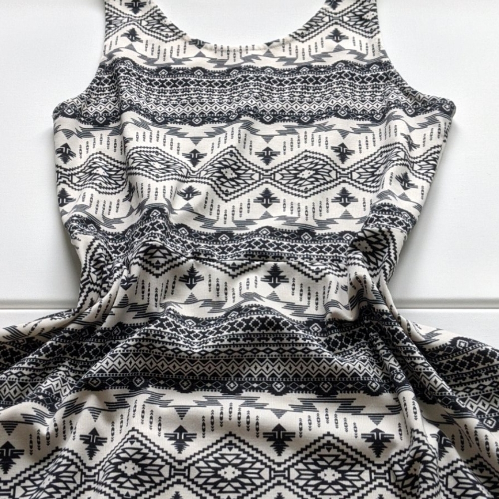 Divided tribal print sleeveless dress